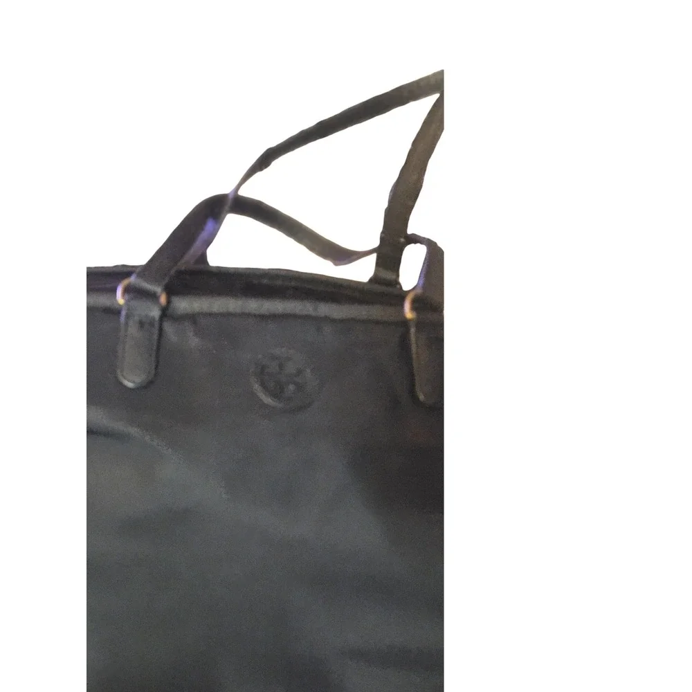 Tory Burch Ella Black Nylon Diaper Bag Tote with Saffiano Leather Trim